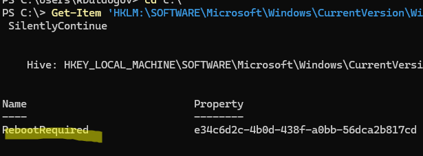 Параметр реестра RebootPending