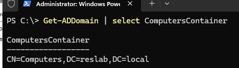 PowerShell команда - узнать имя ComputersContainer