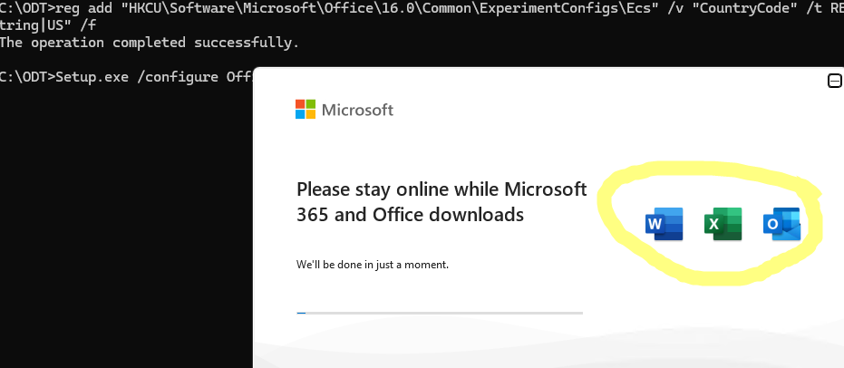 Setup.exe /configure - команда загрузки и установка Office 2024 через ODT