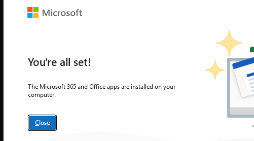 Установка MS Office 2024 завершена