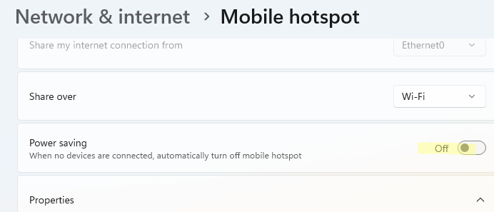 Запретить точке доступа отключаться для экономии энергии