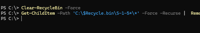 Clear-RecycleBin - очистка корзины пользователя из PowerShell