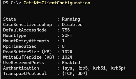 Get-NfsClientConfiguration