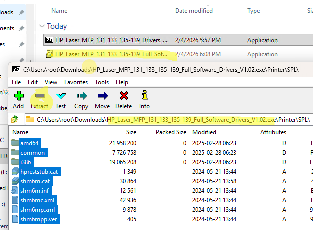 распаковать файл с драйвером печати, извлечь inf файл