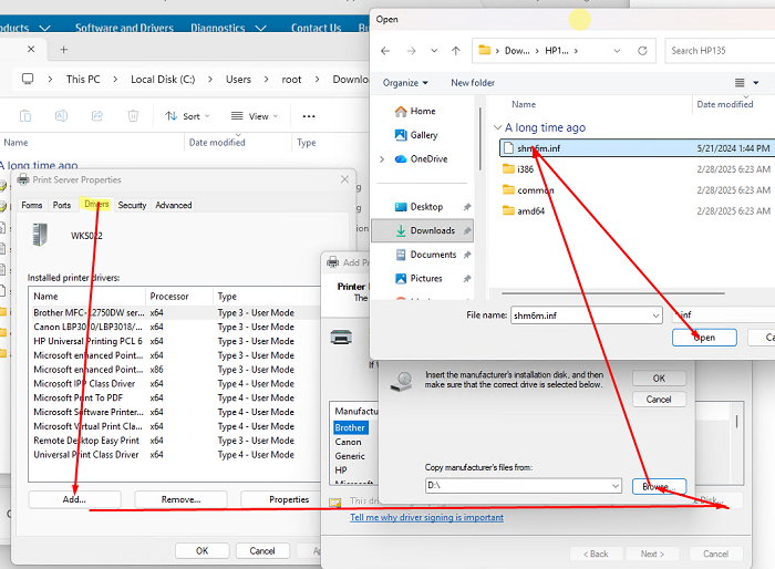 Ручная установка драйвера принтера в Windows через INF файл