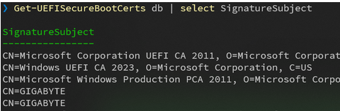 Get-UEFISecureBootCerts - проверить какие сертификаты установлены в UEFI