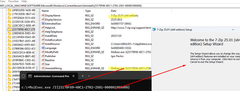 Команда для удаления программы в параметр UninstallString реестра