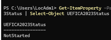 Статус замены сертификатов в параметре реестра UEFICA2023Status
