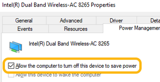 Запретить отключение сетевого адаптера для экономии энергии