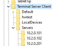 История RDP подключений в реестре