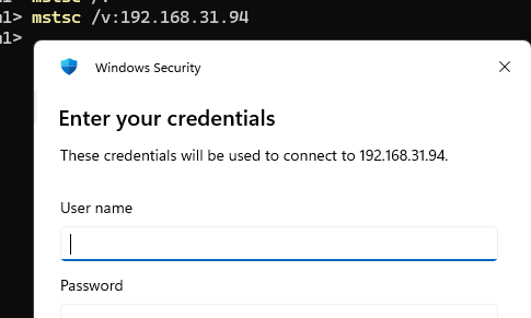 подключение mstsc из командной строки