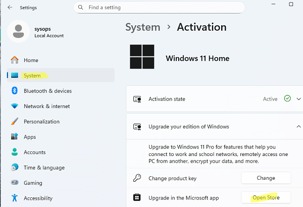 Повысить редакцию Windows 11 Home для Pro через Microsoft Store