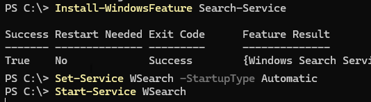 Установка службы Search-Service в Windows Server