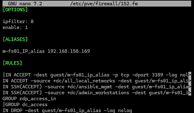 Файл /etc/pve/firewall/VMID.fw с правилами файервола