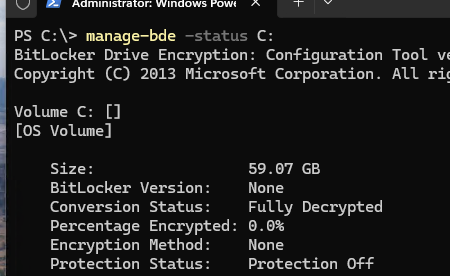 проверить что отключен bitlocker