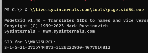 psgetsid64 - узнать SID компьютера