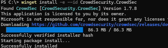Установка CrowdSecurity.CrowdSec в Windows