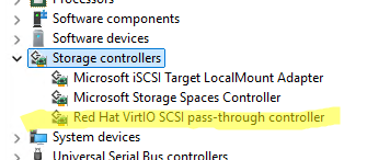 Драйвер Red Hat Virio SCSI pass-through controller установлен