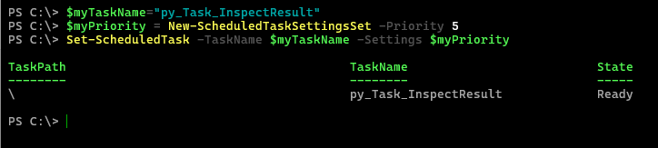 New-ScheduledTaskSettingsSet - изменить приоритет задания планировщика с помощью PowerShell