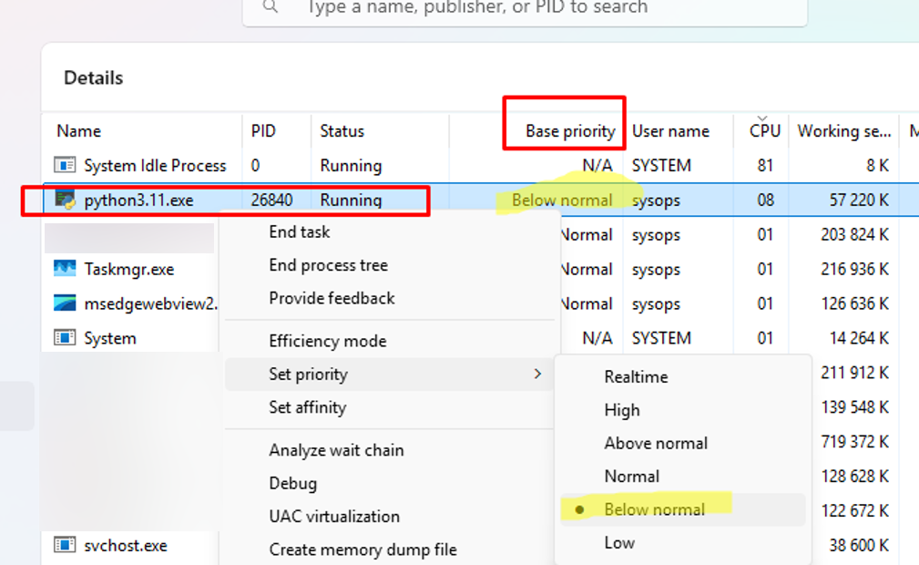 Низкий приоритет процессов, запущенных через Task Scheduler - Below normal
