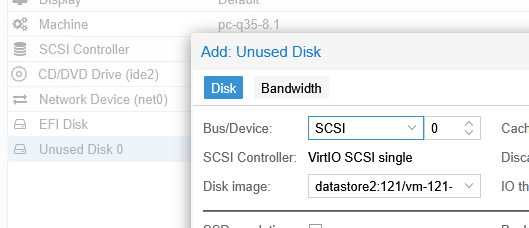 Переподключить диск через SCSI