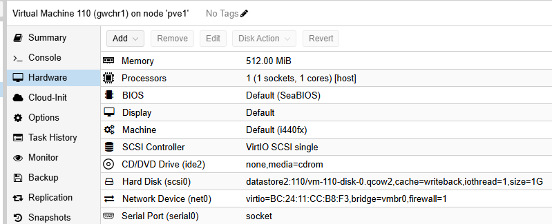 Виртуальная машина с Cloud Hosted Router в Proxmox