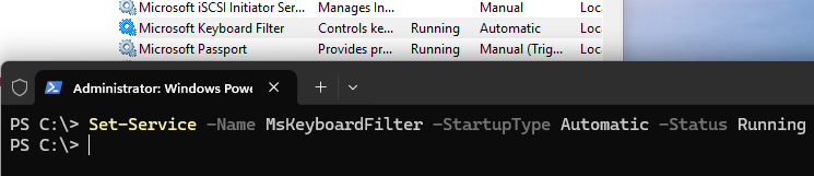 Включить службу Microsoft Keyboard Filter