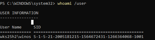 whoami /user