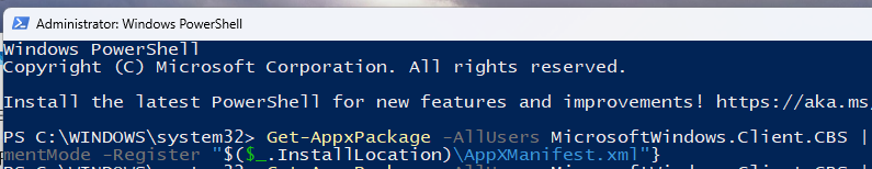 Перерегистрация Microsoft Store приложения Add-AppxPackage -DisableDevelopmentMode -Register AppXManifest.xml