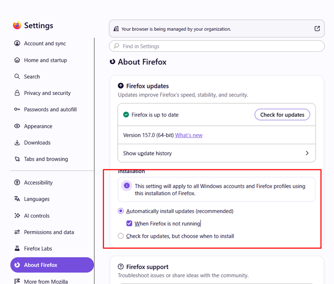 автоматическое обновление в Firefox