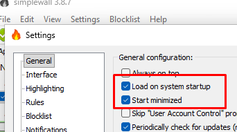 Автозапуск simplewall при старте windows