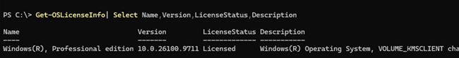 Get-OSLicenseInfo - статус активации и лицензии Windows на устройстве