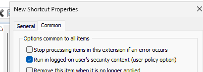 Run in logged-in user's security context