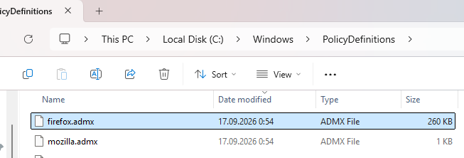 Установка firefox.admx