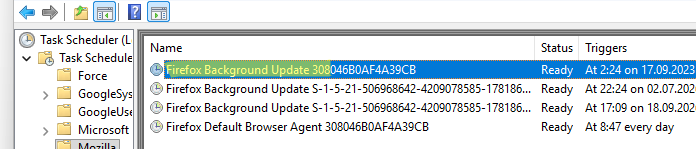 Задание планировщика Firefox Background Update